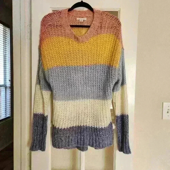 American Eagle Outfitters Sweaters - American Eagle Women's Knit Chunky Multicolored Striped Wool Fall Sweater Large